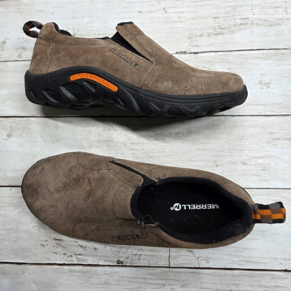Merrell Jungle Moc Kids Slip On Leather Hiking Shoes Brown Size 4.5M J95635